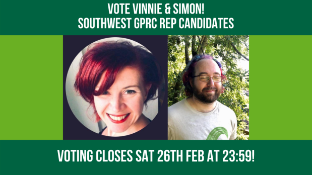 Vote Vinnie & Simon for Southwest Green Party Regional Council Reps!